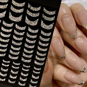 French 3D Nail Decal Stickers Line Tip Nail Art Manicure Decoration Gold Glitter