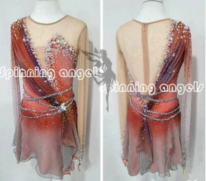 Eislaufen Erwachsene Eiskunstlauf Kleid Gymnastik Kostüm rot färben - Bild 1 von 8