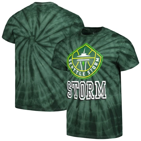 Unisex Stitches Green Seattle Storm Tie-Dye Logo T-Shirt Cover