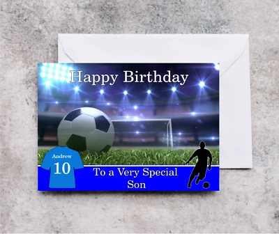 Boys Personalised Birthday Card Football Teenager Mens Son Grandson Friend - Image 1 of 3