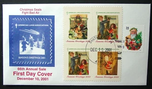 USA, 2001 Santa, IN FDC & gebunden, Testdesign 2001-T3 ALA Seals, unbenutzt - Bild 1 von 5