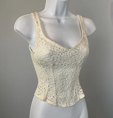 复古 Timeless ST MICHAEL Marks&Spencer 伦敦 Rare2Find Y2K 象牙色 蕾丝上衣 4 — 第 1/4 张图片