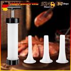 DE  Manual Sausage Stuffer Gadget with 3 Filling Nozzles Meat Injector Tool Port