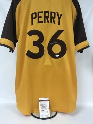 Gaylord Perry Signed Autographed San Diego Yellow XL Baseball Jersey : JSA COA - Image 1 of 3