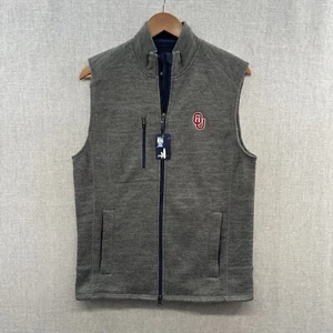 NEW Johnnie O Oklahoma University Sooners Sweater Vest Mens Small Gray Full Zip - Picture 1 of 16