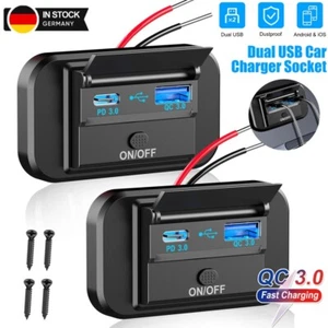 2tlg USB C Steckdose 12V/24V PD & QC 3.0 USB KFZ Ladegerät Dose für Auto Boot RV - Zdjęcie 1 z 12