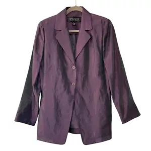 Blazer Linda Allard Ellen Tracy anni 90 viola iridescente lino trasparente cappotto sportivo 12 - Foto 1 di 11