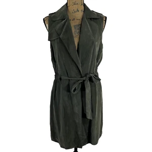 Elevenses Wickeljacke SMALL zum Binden olivgrün Anthropologie 100% Cupro ärmellos - Bild 1 von 8