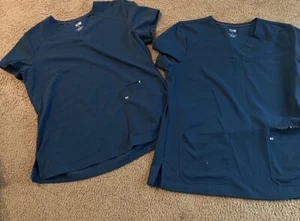 2 Camisetas Médicas Koi para Mujer Talla Grande Verde Teal Oscuro - Imagen 1 de 2