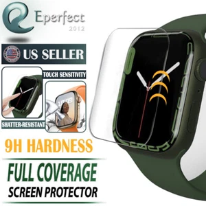 Pour iWatch Series 7 8 9 verre ultra trempé couverture complète 41/45 mm - Photo 1 sur 9