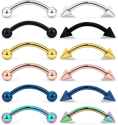 Кольцо для бровей 16G хирургическая сталь изогнутая штанга мяч набор бриллиант CZ Tragus запонки  - Изображение 1 из 3