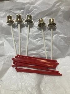 Vintage Mid-Century MCM Swizzle Sticks 5 White W/Metal Bell Dings! 12 Red Plasti - Picture 1 of 10