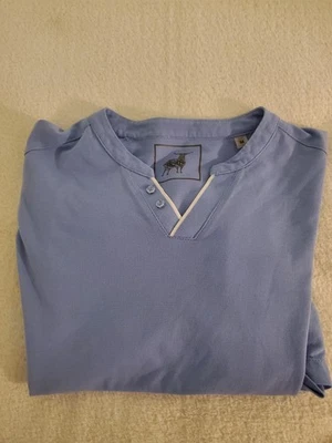 Polo masculino Raffi azul médio com acabamento branco manga curta - Imagem 1 de 4