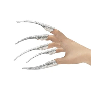 10 Pcs Long Finger Claws Set, cuff design Adjustable silver Metal 10pcs balck - Picture 1 of 5