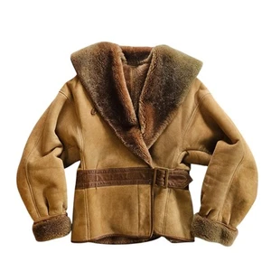 Vintage Courreges Paris Cropped Shearling Fur Suede Leather Jacket Coat READ! - Picture 1 of 15