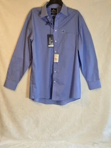 Camicia elegante uomo Stafford taglia 16,5 34-35 manica lunga blu con bottoni nuova con etichetta - Foto 1 di 10
