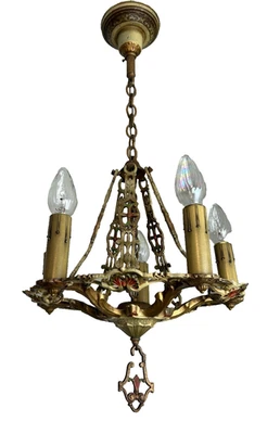 Lámpara Art Deco de hierro fundido vintage de los años 1920-30 5 Foto 1 de 4