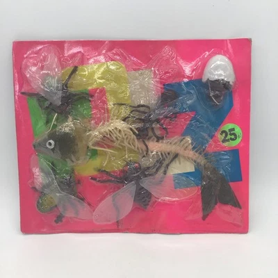 Vtg Folz Vending  Display Card Creepy Jigglers Flies Fish Skeleton Hatching Bird - Image 1 of 4