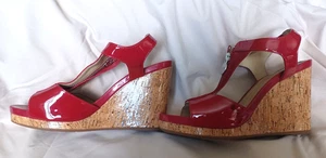 Geox Wedge Sandals, Red Patent/suede 6.5 39.5 - Picture 1 of 8