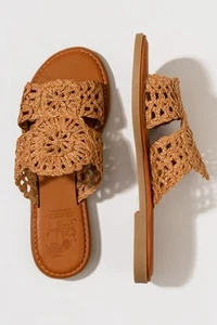 WOMENS NWB TAMINA JELLYPOP SLIDE ON FLIP FLOP sz 9M CUSHIONY TERRACOTTA WOVEN - Picture 1 of 4