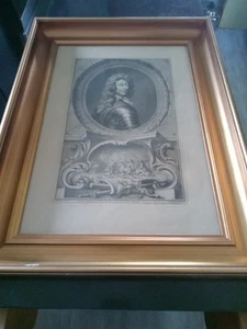 Antiker gerahmter Mezzotinta-Stich, Friedrich Herzog von Schönberg um 1739 - Bild 1 von 9