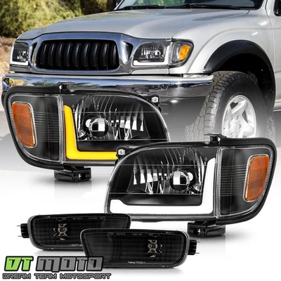 For 2001-2004 Toyota Tacoma LED Tube Sequential Headlights w/ Greeting Light Set — 第 1/4 张图片