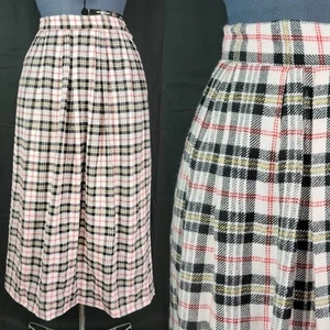 Vintage Marshall Fields Red/Black/White Plaid Skirt w Pockets Size 6P - Picture 1 of 16
