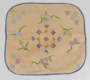 Vintage Linen Embroidered Throw Pillow Cover Colorful Floral Design 15" x 16" - Picture 1 of 3