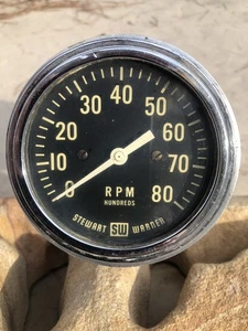 STEWART WARNER 8K RPM TACHOMETER BIG BLOCK LOGO SW TACH HOT RAT STREET ROD A/FX - Picture 1 of 15