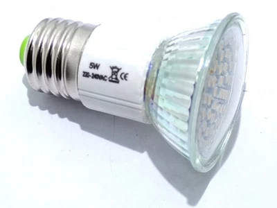 LAMPADINA LED E27 50W FARETTO INCASSO DICROICA  5W 48 SMD 3528 BIANCO CALDO PV - Immagine 1 di 4