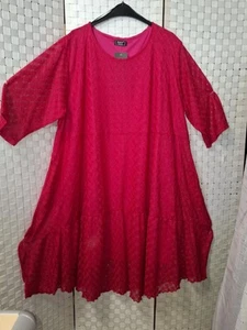 AKH Kleid luftiges Sommerkleid ca 50 52 54 56 NEU A-Linie Volant fuchsia - Bild 1 von 8