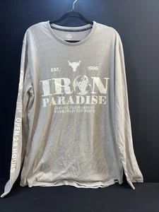 UA Mens Project Rock Iron Paradise 24 Hours Graphic Long Sleeve Shirt Grey Sz XL - Picture 1 of 6