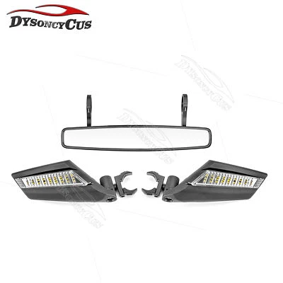 Espejos retrovisores LED laterales y espejo central para Kawasaki Mule SX/600/610 2005-2025 Foto 1 de 4