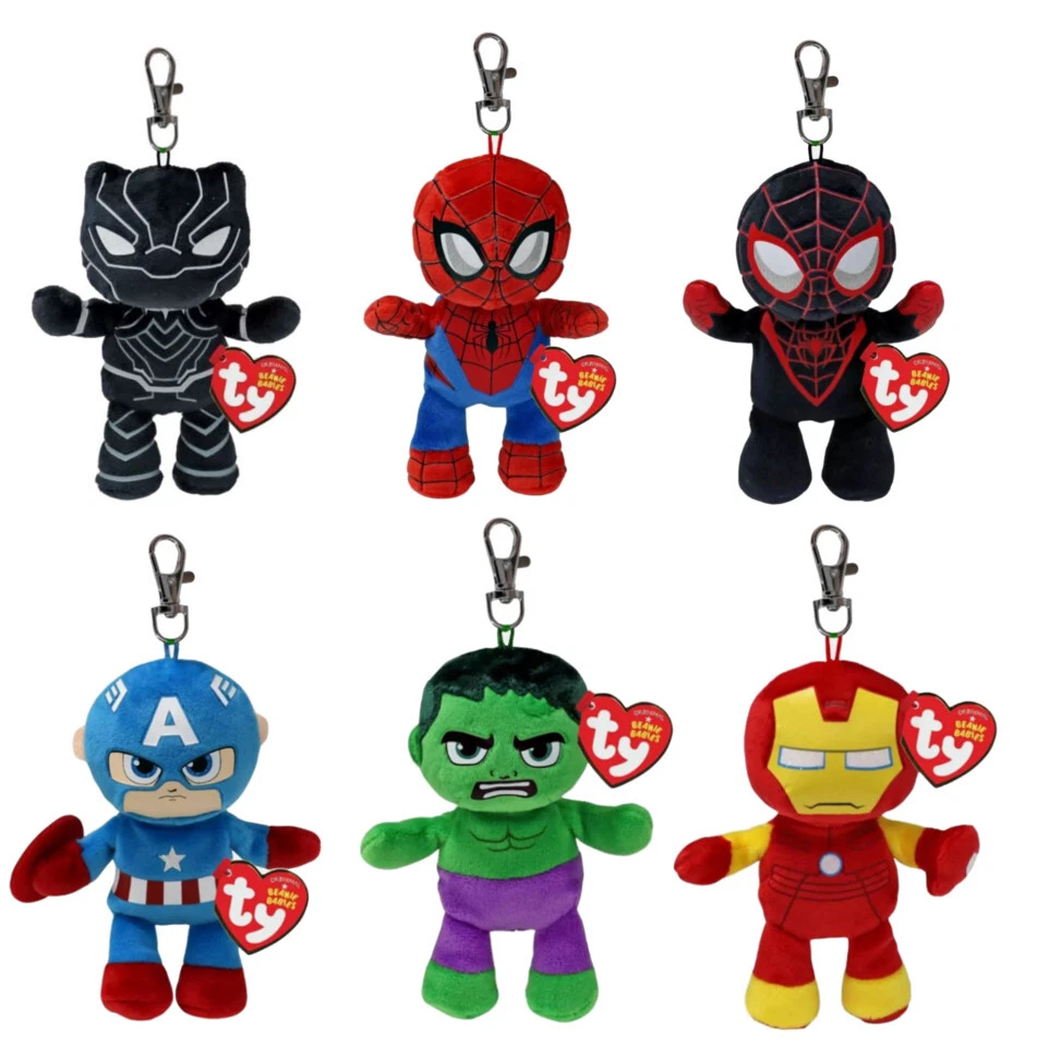 TY BEANIE BOOS MARVEL COMICS KEY CLIP KEY RING PLUSH SOFT TOY NEW WITH TAGS - Image 1 of 1