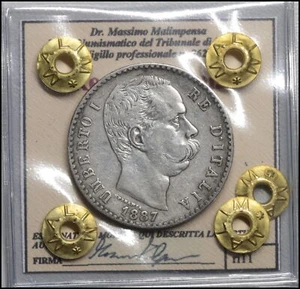 Vereinigte D'Italia Umberto I 2 Livre 1887 Qspl Münzen Italiane Silber Gutachten - Bild 1 von 4