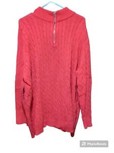 Woman Within Sz 4X Heavy Cable Knit Half-Zip Pullover Sweater Bright Red color - Picture 1 of 7