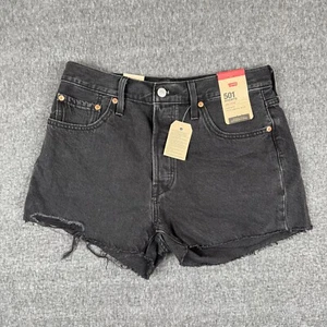 Levi's 501 Jean Shorts Women's Size 29 Black High-Rise Cut Off Distressed NWT - Picture 1 of 11