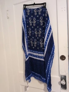 Vera Bradley's SOFT FRINGE SCARF in SEAHORSE OF COURSE Pattern, Blue NWT - Picture 1 of 5