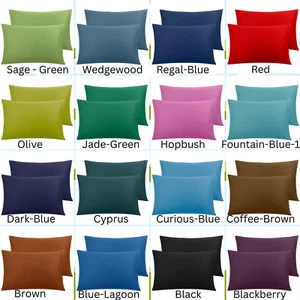 Fundas de almohada de algodón liso funda de almohada con cremallera oculta estándar Queen King paquete de 2 - Imagen 1 de 18