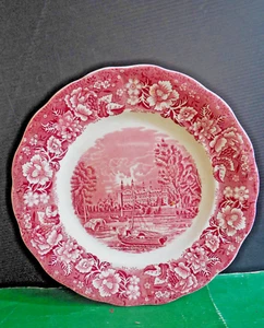 2St. Speiseteller D - 25cm Palissy Pottery Thames River Scenes kaum Benutzt rot - Bild 1 von 3