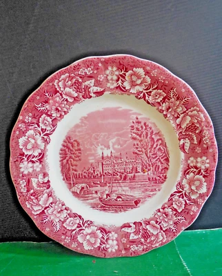 2St. Speiseteller D - 25cm Palissy Pottery Thames River Scenes kaum Benutzt rot - Bild 1 von 3