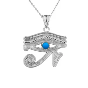 Collar Colgante de Piedra Turquesa de Plata Esterlina Ojo de Horus (RA) Hecho en EE. UU. - Imagen 1 de 4