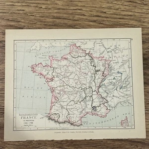 Antique Map Of France In Provinces 1769-1789 (printed 1914) 8.25”x6.5” - Picture 1 of 6