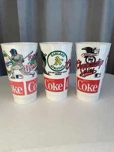 Lot Of 3 Plastic Coca Cola Cups From The 1988 ALCS And 1988 World Series Used - Picture 1 of 9