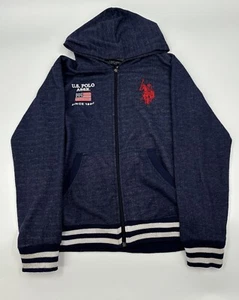 U.S. Polo Assn. Hoodie Boys 14/16 Blue USA Flag, Full Zip Sweatshirt With Logo - Picture 1 of 16