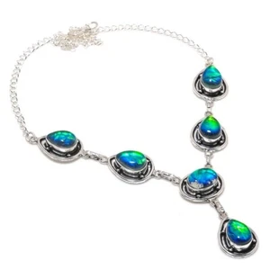 Triplet Opal Gemstone Handmade 925 Sterling Silver Jewelry Necklace Size 18" - Picture 1 of 1