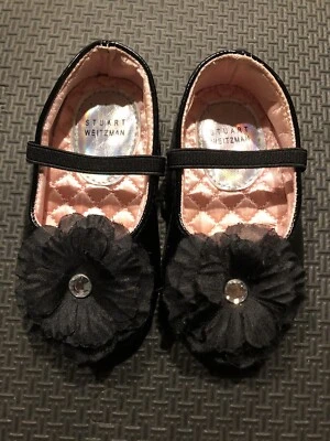 NUEVO Stuart Weitzman Negro Flor Ballet Zapatos Planos Bebé Talla 4-$58 Foto 1 de 3