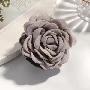 16 Colors Sweat Medium Size Cotton Fabric Rose Flower Hair Claw Clips for Women - Picture 1 of 40