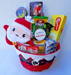 NW Christmas Gift Basket Decorative with Santa Doll, Cup, Cookies, Chocolate 10I - Picture 1 of 5