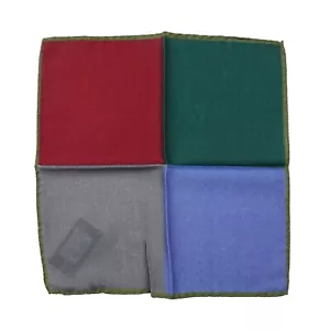 RODA Multicolor Quadrant Print Wool and Silk Pocket Square - Picture 1 of 3
